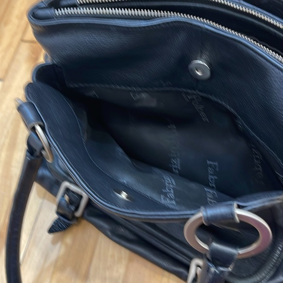 Fabrizio Poker Italy Rinestone Black Leather Shoulder Bag with Silver Hardware - Picture 6 of 10